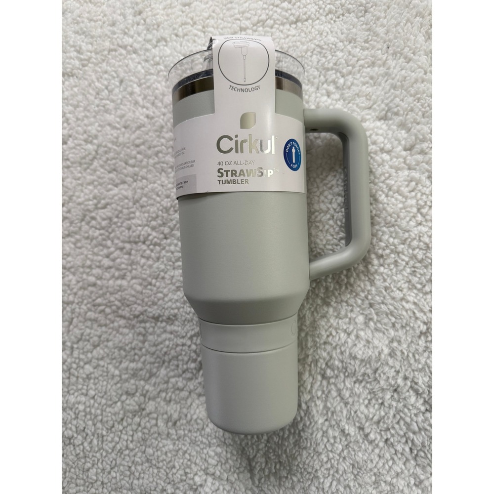 Cirkul All-Day StrawSip Tumbler 40 oz Fog Gray Stainless Steel New